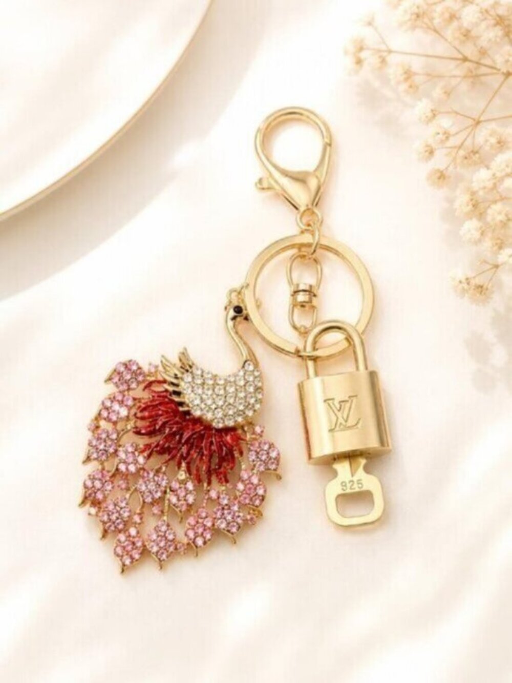 Louis Vuitton Authentic Gold Lock & Key 🔑 Bag Charm + Unbranded Keychain